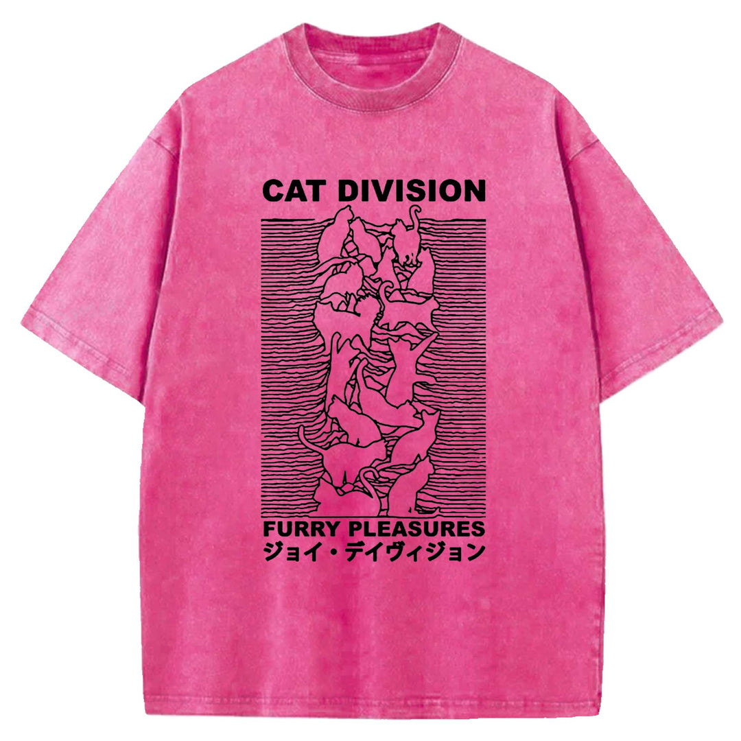 CAT DIVISION FURRY PLEASURES Washed Crew Neck T-Shirt