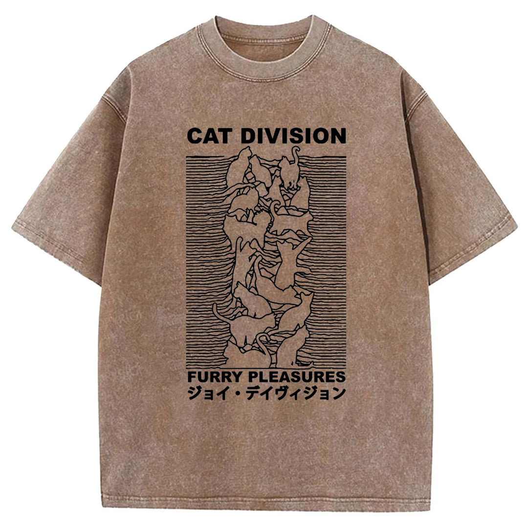 CAT DIVISION FURRY PLEASURES Washed Crew Neck T-Shirt