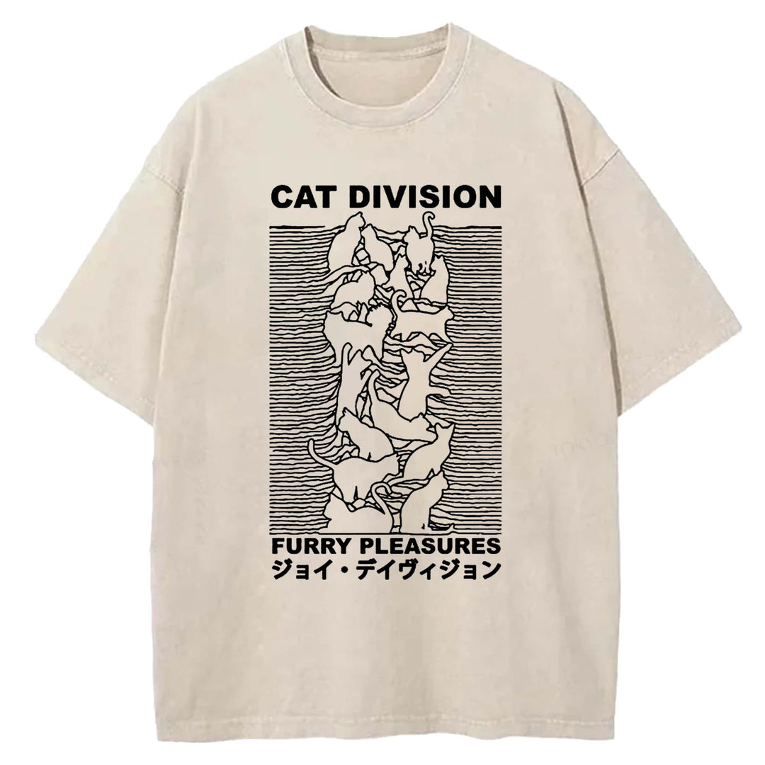CAT DIVISION FURRY PLEASURES Washed Crew Neck T-Shirt