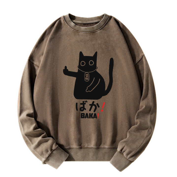 Japanese Baka Cat Washed Sweatshirt