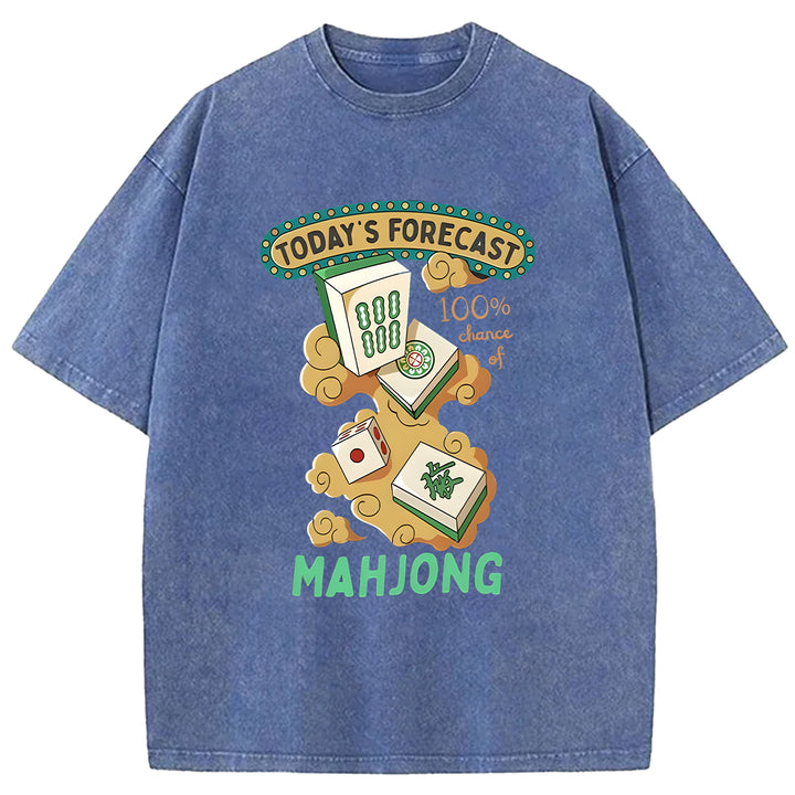 Fun Mahjong Washed Crew Neck T-Shirt