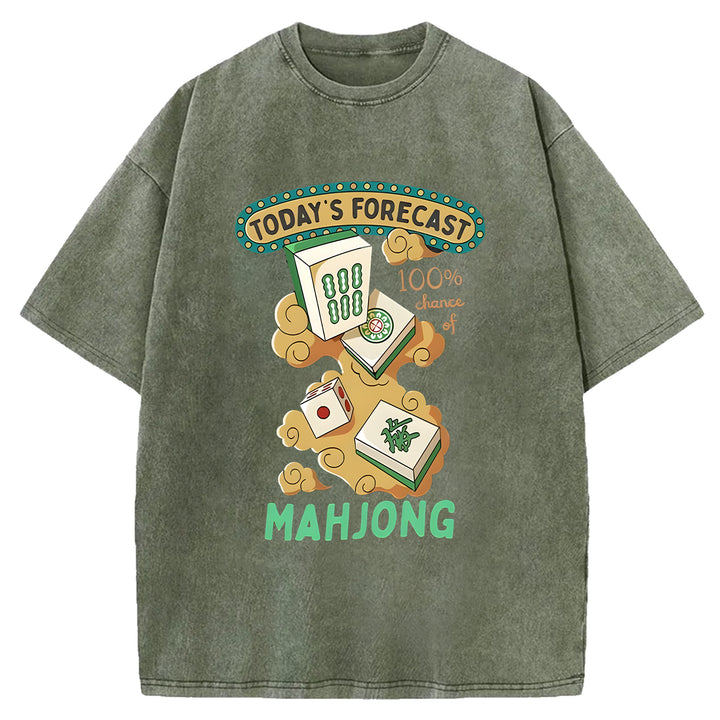 Fun Mahjong Washed Crew Neck T-Shirt