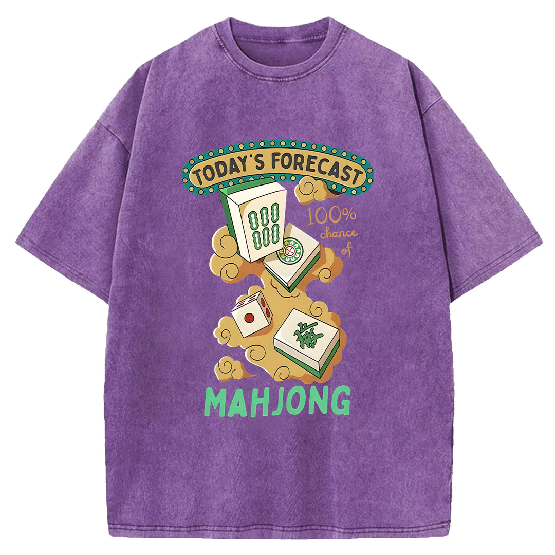 Fun Mahjong Washed Crew Neck T-Shirt
