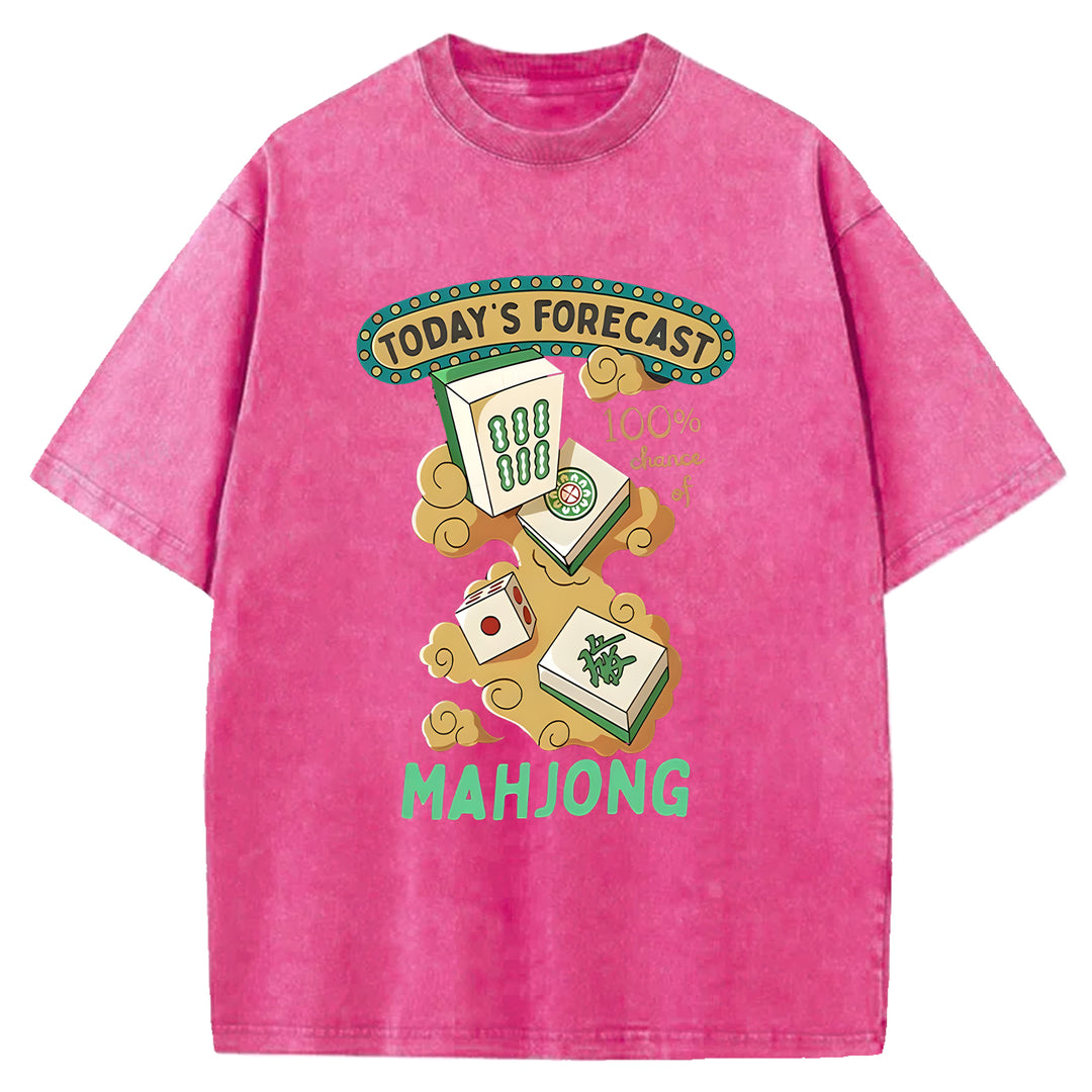 Fun Mahjong Washed Crew Neck T-Shirt