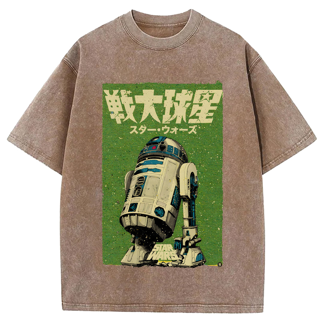 Star Wars Vintage Japanese Design Washed Crew Neck T-Shirt