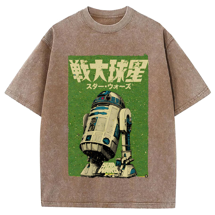 Star Wars Vintage Japanese Design Washed Crew Neck T-Shirt