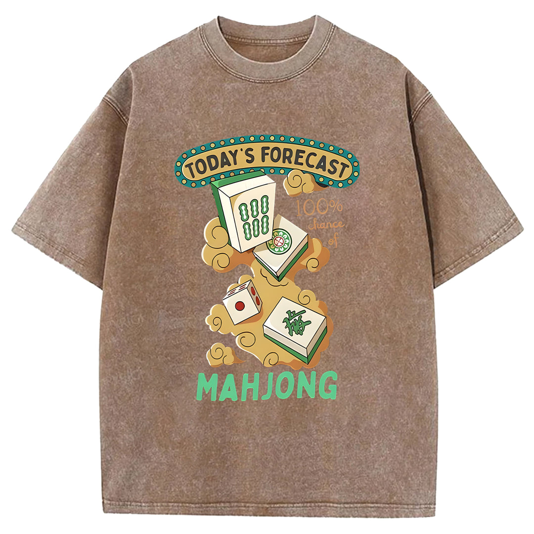 Fun Mahjong Washed Crew Neck T-Shirt