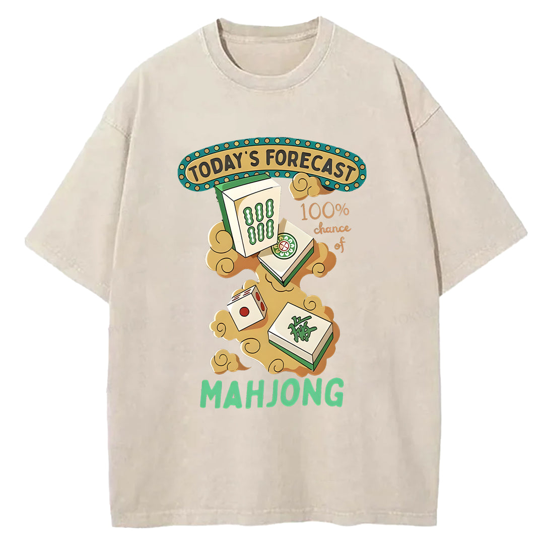 Fun Mahjong Washed Crew Neck T-Shirt
