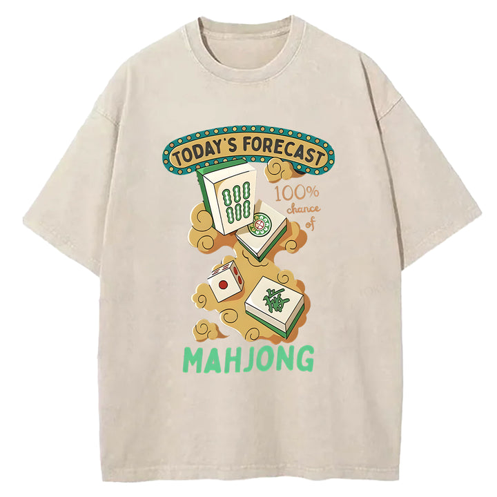 Fun Mahjong Washed Crew Neck T-Shirt