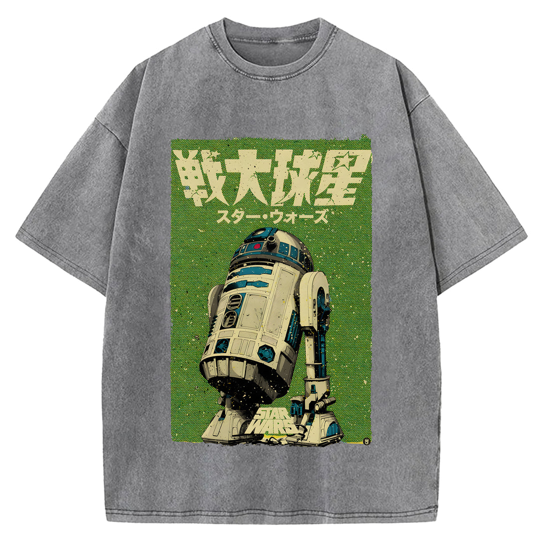 Star Wars Vintage Japanese Design Washed Crew Neck T-Shirt