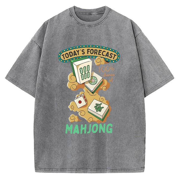 Fun Mahjong Washed Crew Neck T-Shirt