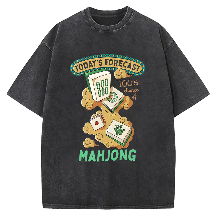 Fun Mahjong Washed Crew Neck T-Shirt