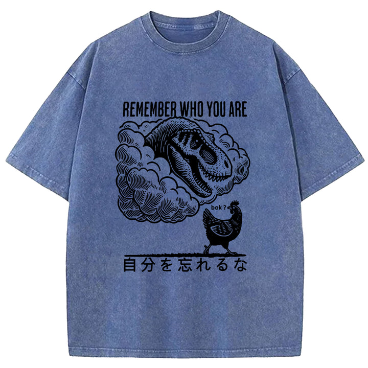 REMEMBER WHO YOU ARE Washed Crew Neck T-shirt