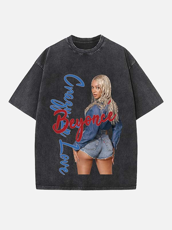 Beyonce Vintage Washed Crew Neck T-Shirt