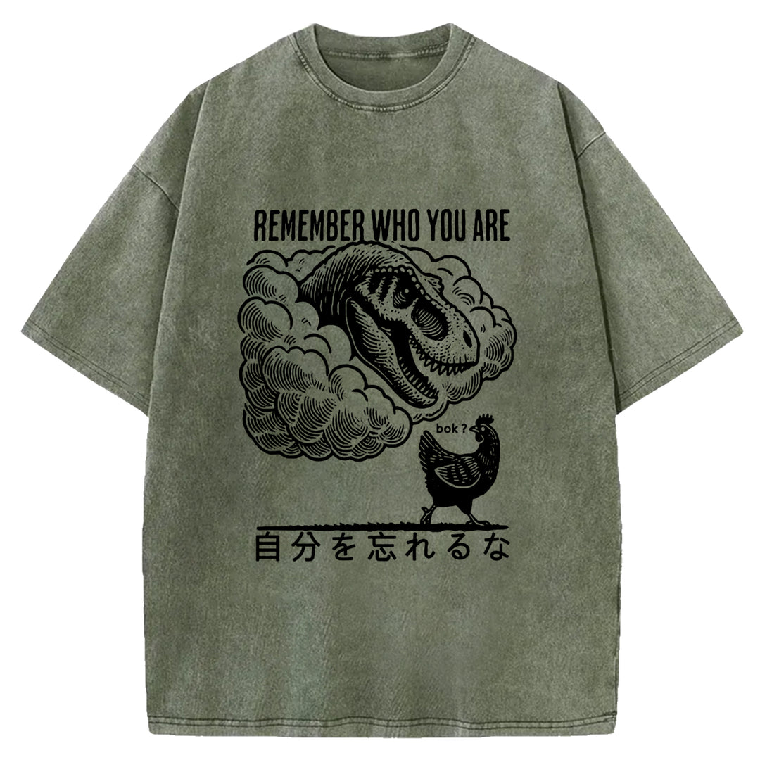 REMEMBER WHO YOU ARE Washed Crew Neck T-shirt