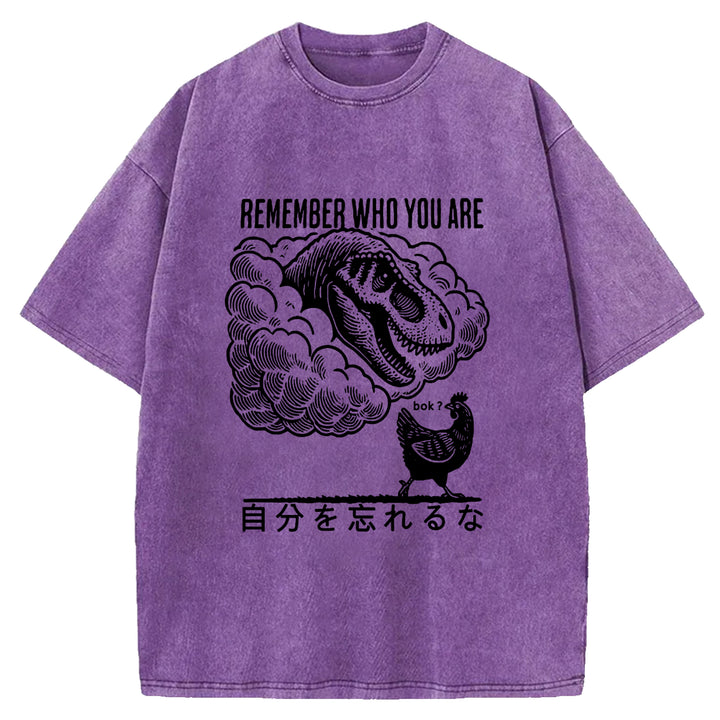 REMEMBER WHO YOU ARE Washed Crew Neck T-shirt