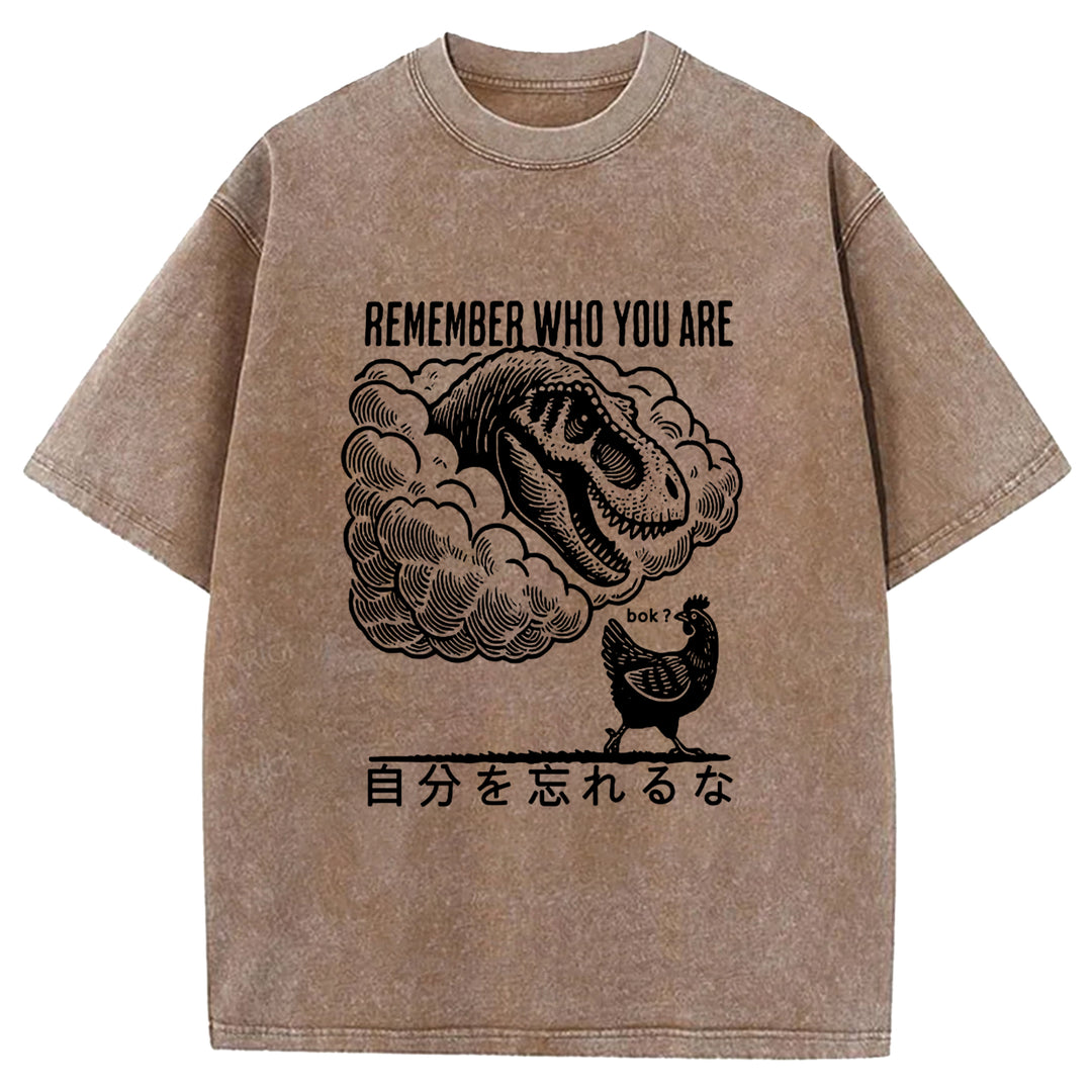 REMEMBER WHO YOU ARE Washed Crew Neck T-shirt