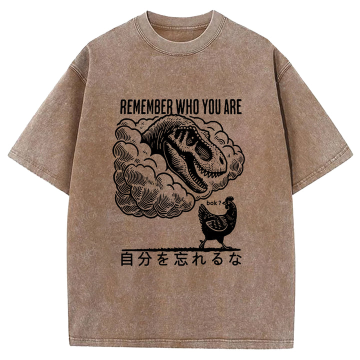 REMEMBER WHO YOU ARE Washed Crew Neck T-shirt