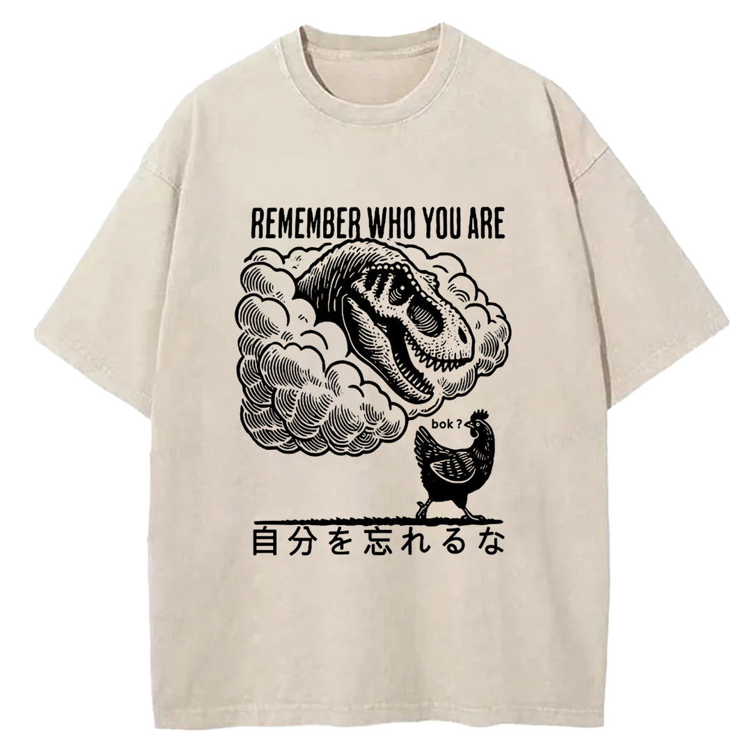 REMEMBER WHO YOU ARE Washed Crew Neck T-shirt