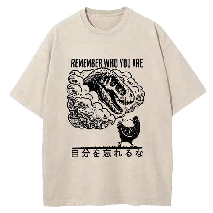 REMEMBER WHO YOU ARE Washed Crew Neck T-shirt