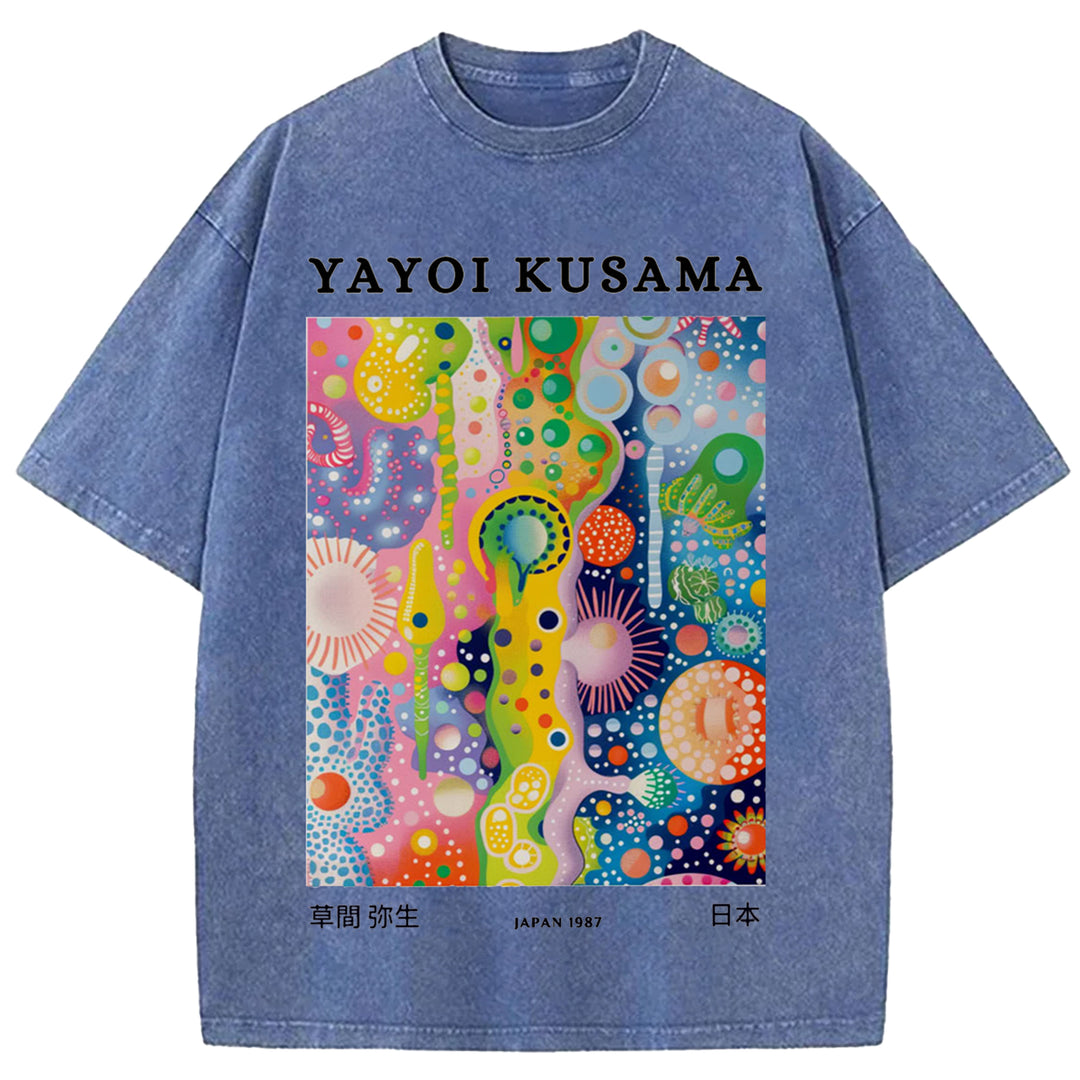 Yayoi Kusama Japan 1987 Vintage Design Washed Crew Neck T-Shirt