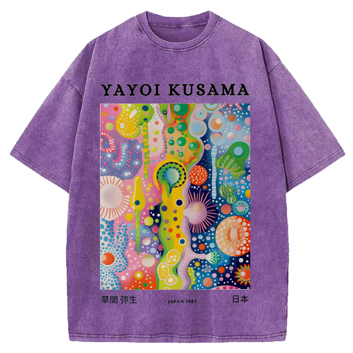 Yayoi Kusama Japan 1987 Vintage Design Washed Crew Neck T-Shirt