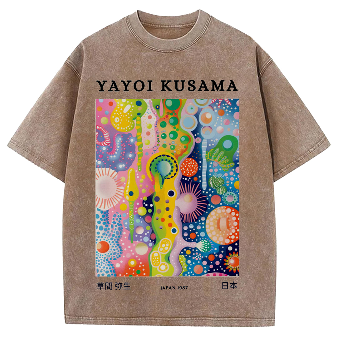 Yayoi Kusama Japan 1987 Vintage Design Washed Crew Neck T-Shirt