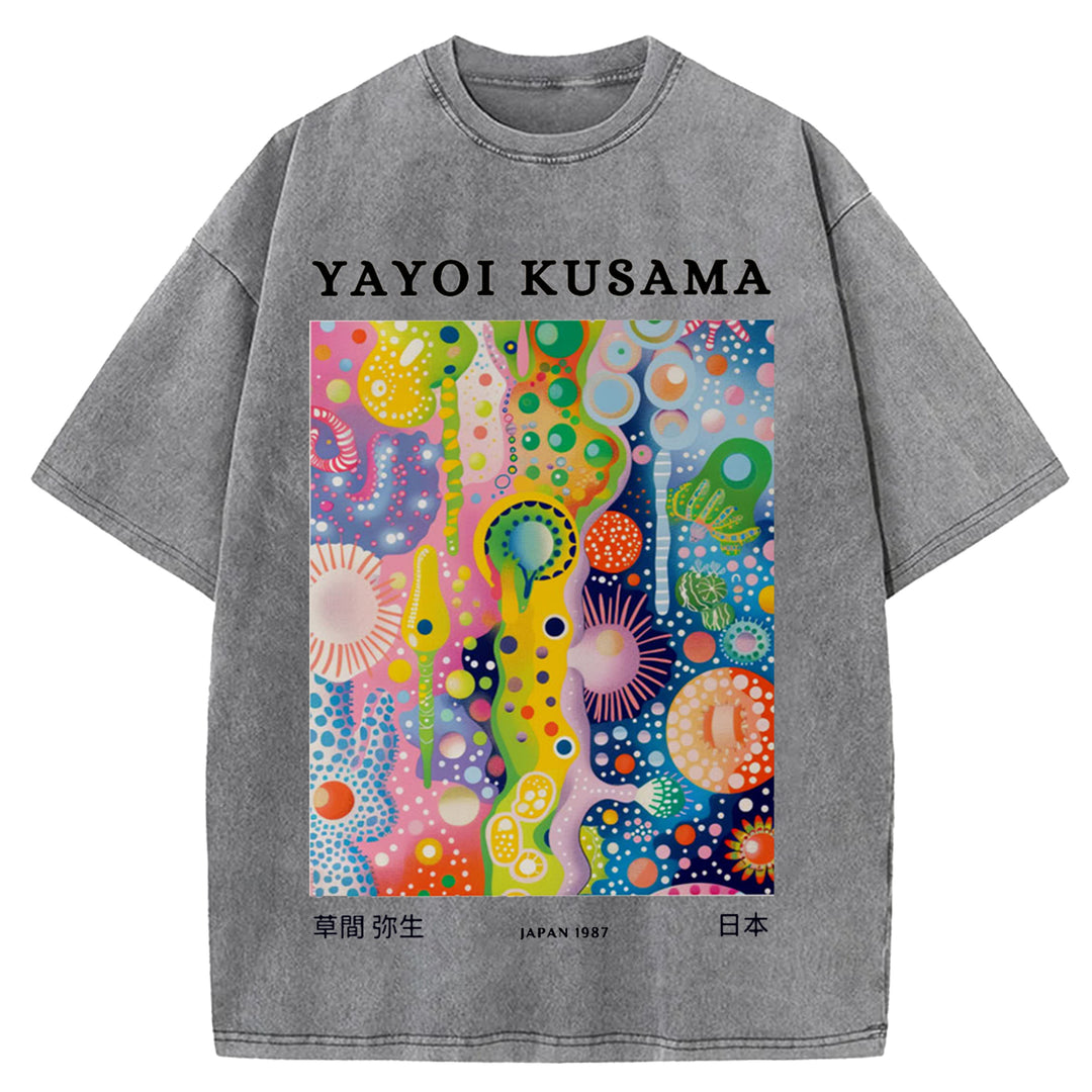 Yayoi Kusama Japan 1987 Vintage Design Washed Crew Neck T-Shirt
