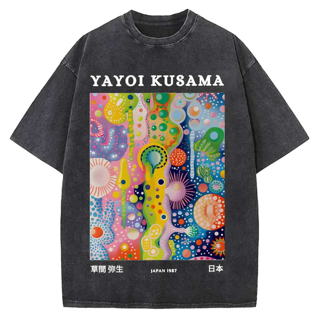 Yayoi Kusama Japan 1987 Vintage Design Washed Crew Neck T-Shirt