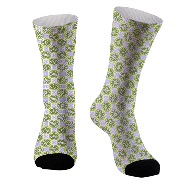 Floral And Geometric Pattern Socks