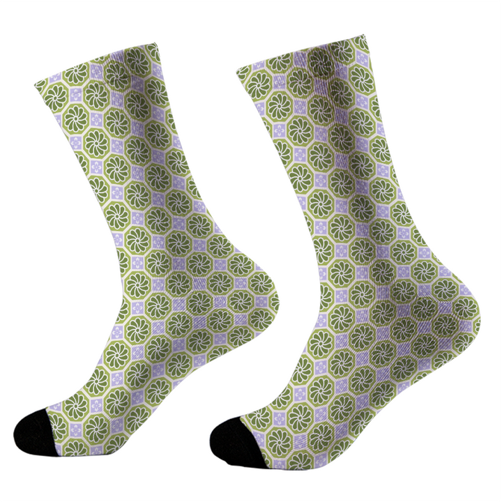 Floral And Geometric Pattern Socks