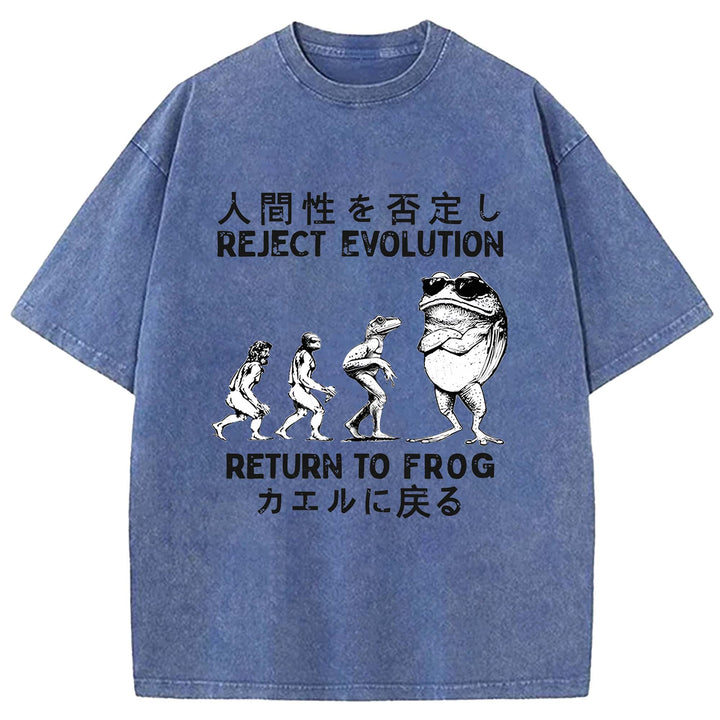 REJECT EVOLUTION RETURN TO FROG Washed Crew Neck T-Shirt
