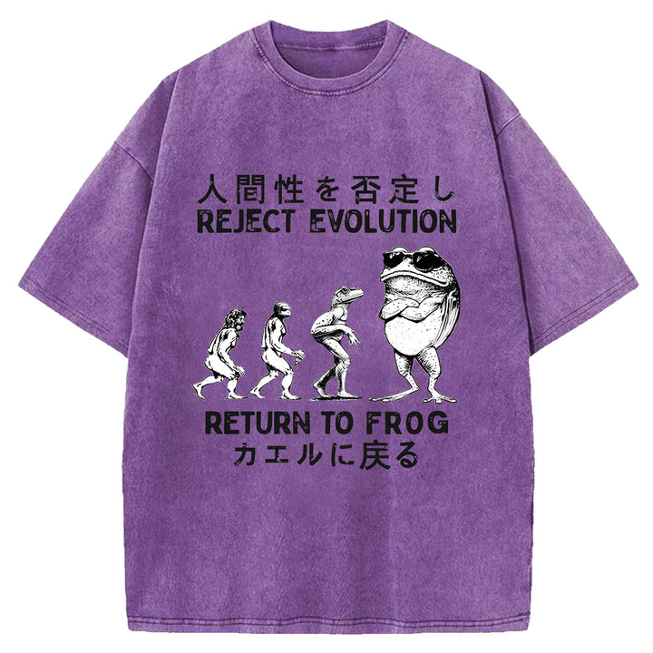 REJECT EVOLUTION RETURN TO FROG Washed Crew Neck T-Shirt