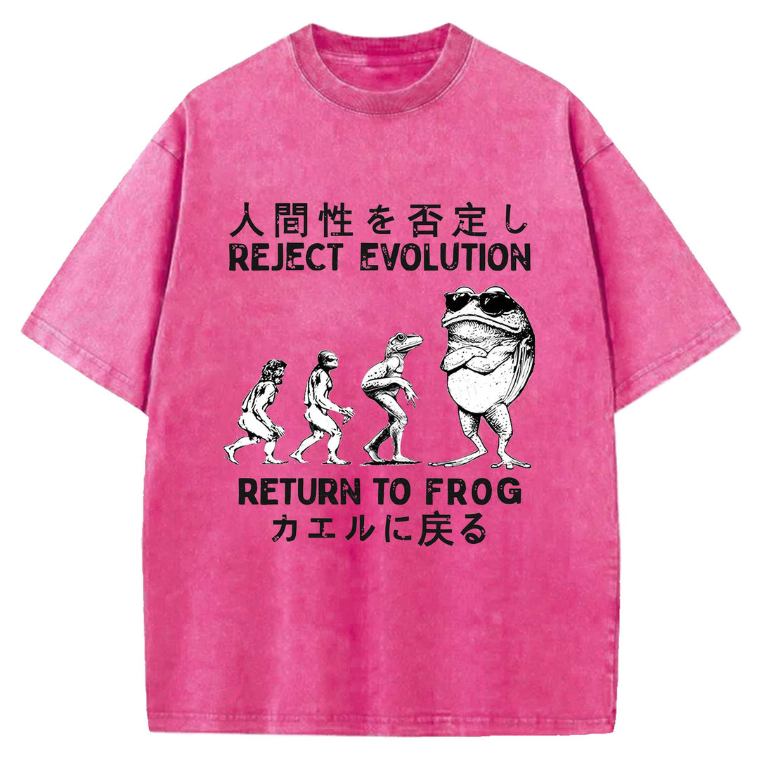 REJECT EVOLUTION RETURN TO FROG Washed Crew Neck T-Shirt