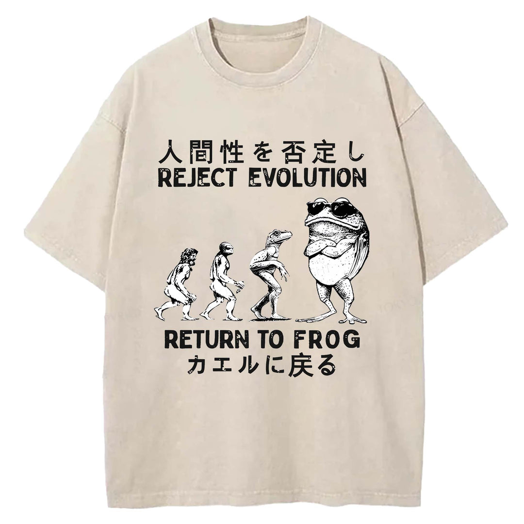 REJECT EVOLUTION RETURN TO FROG Washed Crew Neck T-Shirt