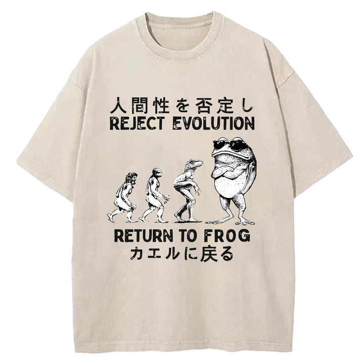 REJECT EVOLUTION RETURN TO FROG Washed Crew Neck T-Shirt