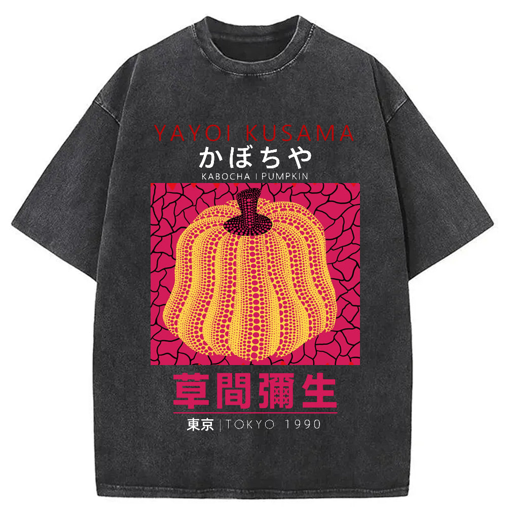 Yayoi Kusama Golden Pumpkin Vintage Washed Crew Neck T-Shirt