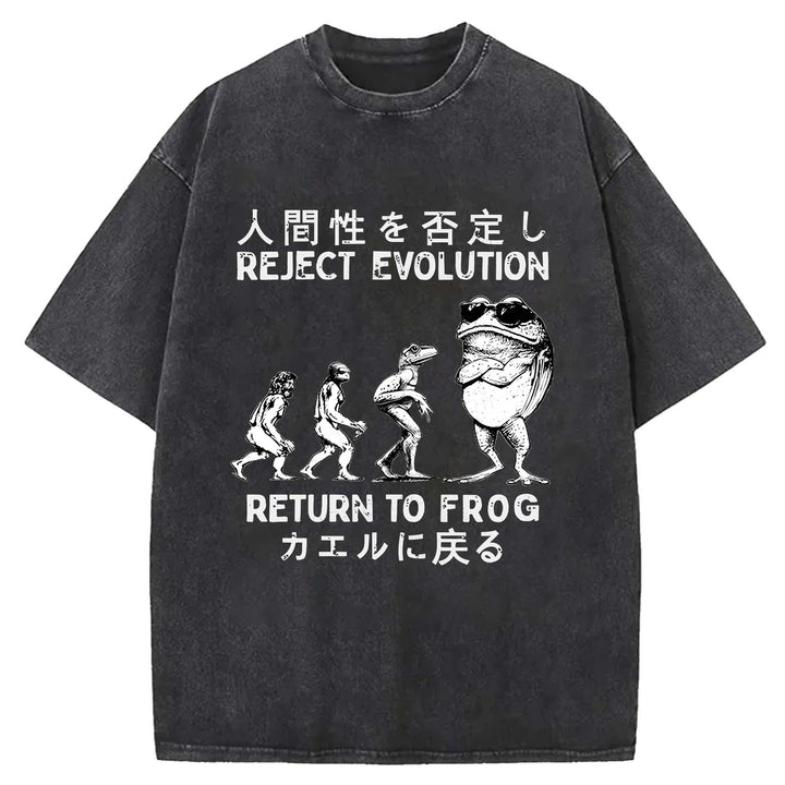 REJECT EVOLUTION RETURN TO FROG Washed Crew Neck T-Shirt