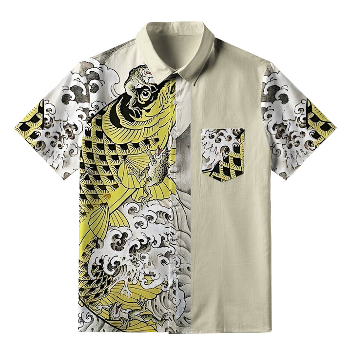 Funny Frog Riding Koi Button-up Shirt