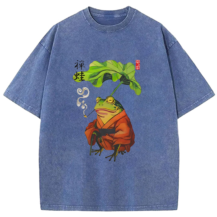 Zen Frog Washed Crew Neck T-Shirt