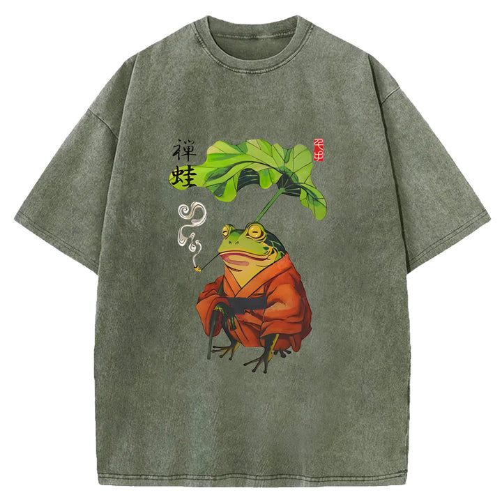 Zen Frog Washed Crew Neck T-Shirt