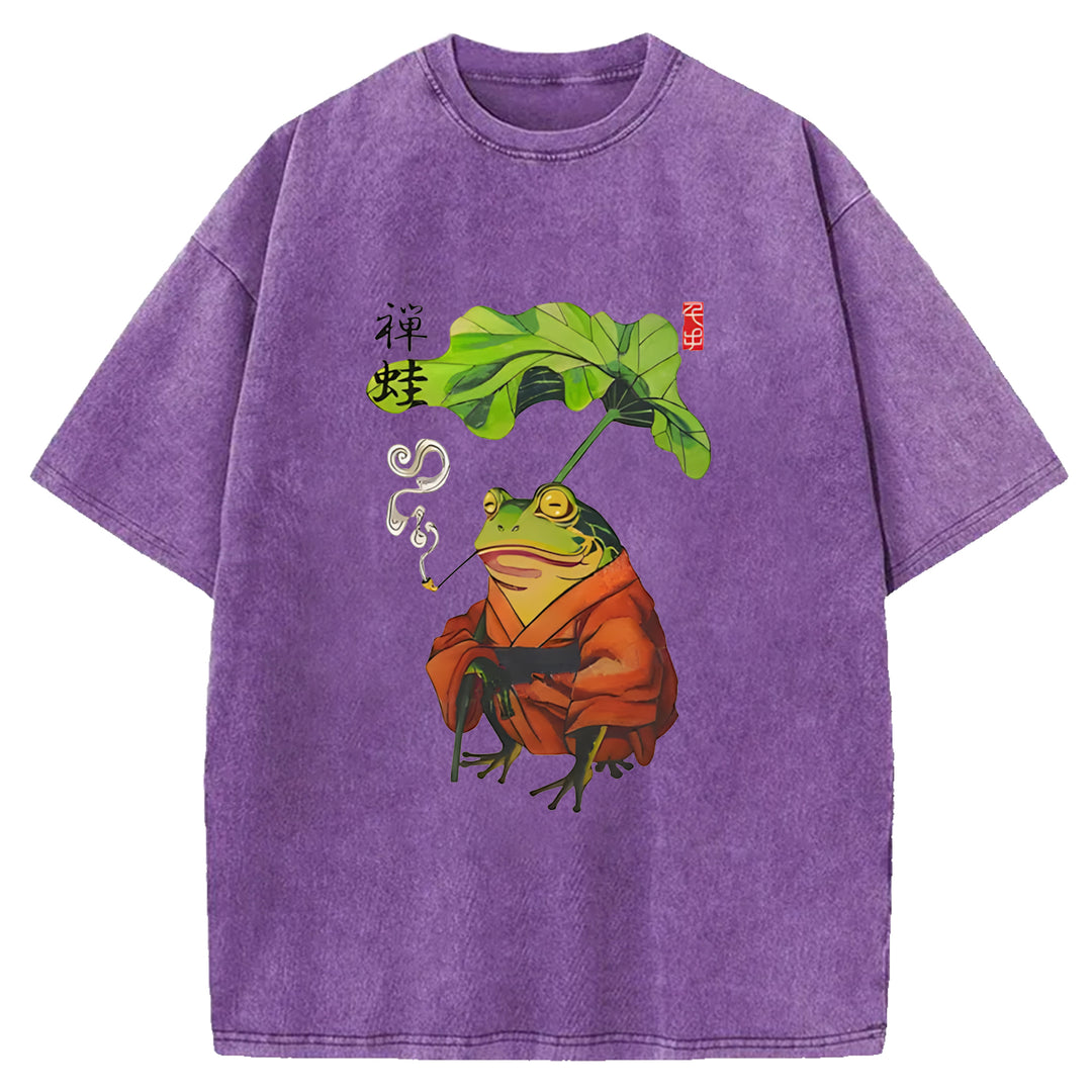 Zen Frog Washed Crew Neck T-Shirt