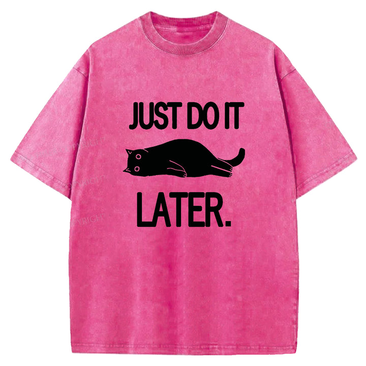 JUST DO IT LATER Washed Crew Neck T-shirt
