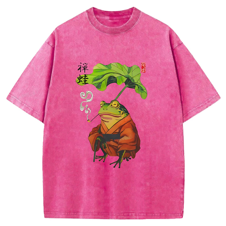 Zen Frog Washed Crew Neck T-Shirt