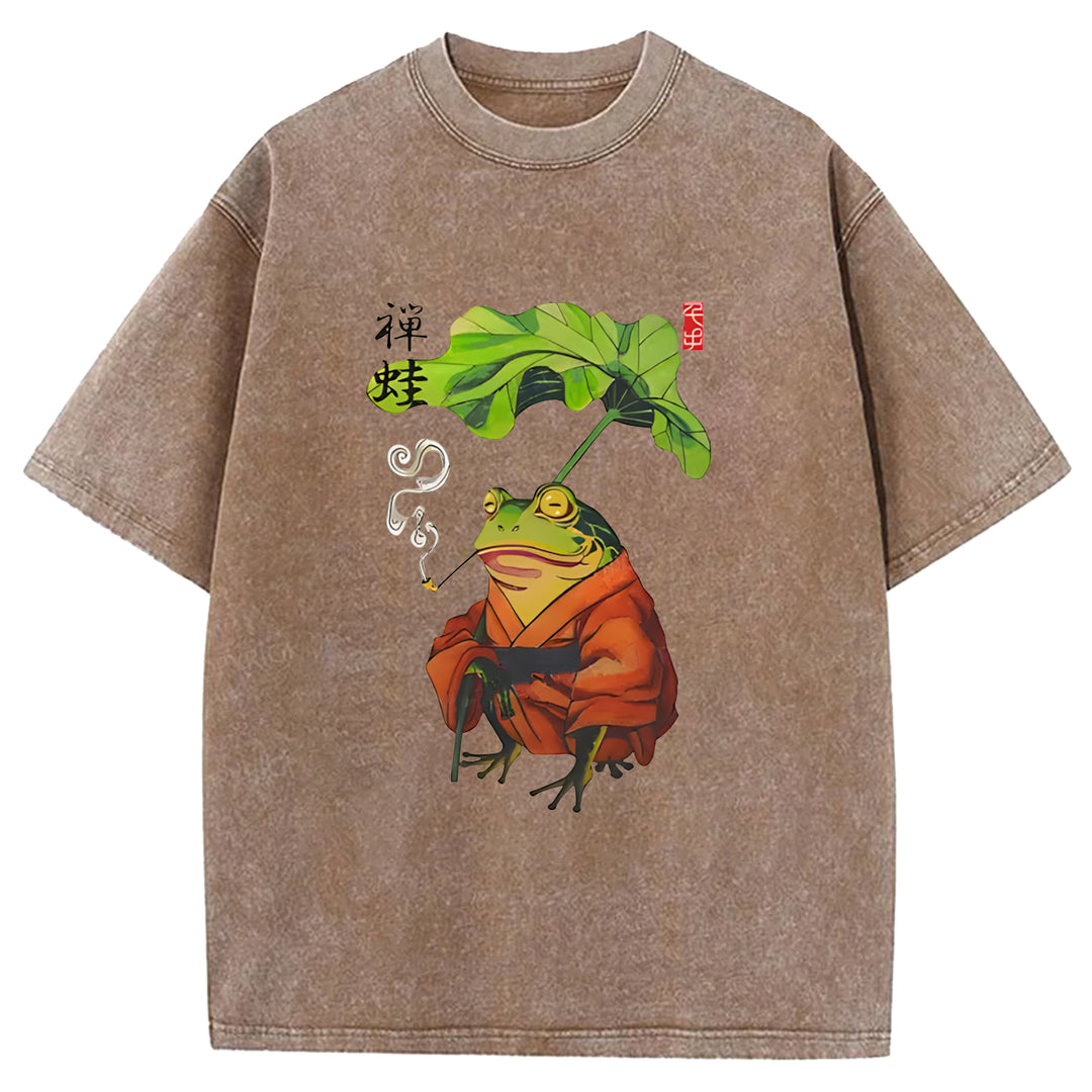 Zen Frog Washed Crew Neck T-Shirt