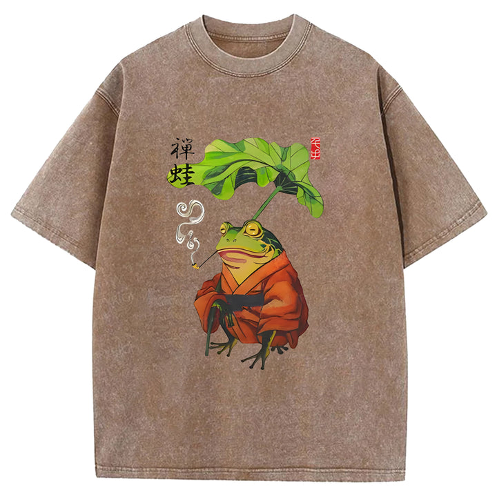 Zen Frog Washed Crew Neck T-Shirt