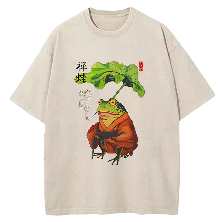 Zen Frog Washed Crew Neck T-Shirt