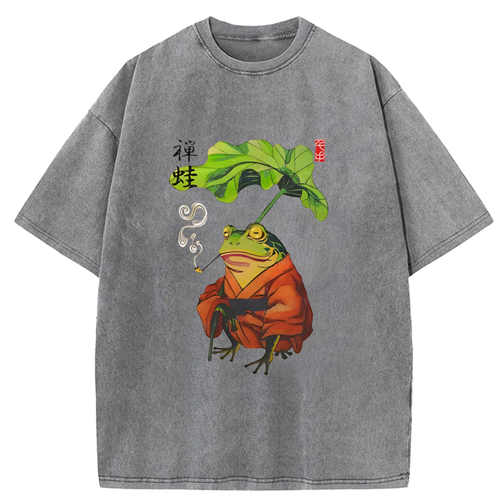 Zen Frog Washed Crew Neck T-Shirt