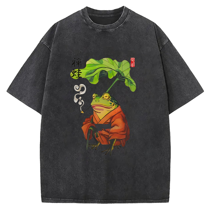 Zen Frog Washed Crew Neck T-Shirt