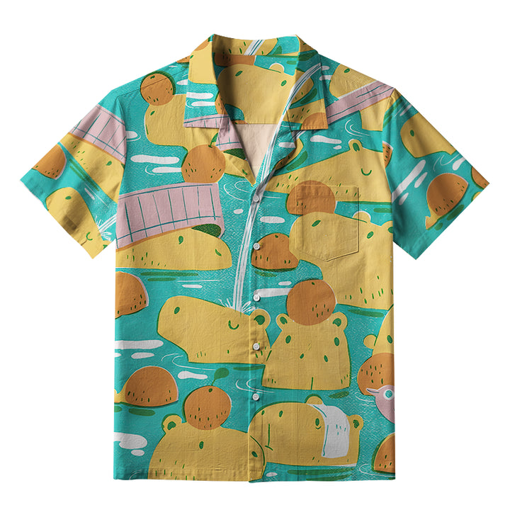 Cute Capybaras Taking A Bath Aloha Hawaiian Shirt